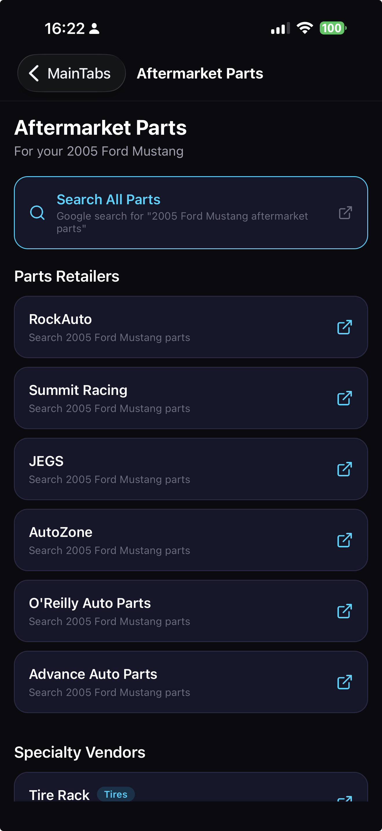 Browse aftermarket parts