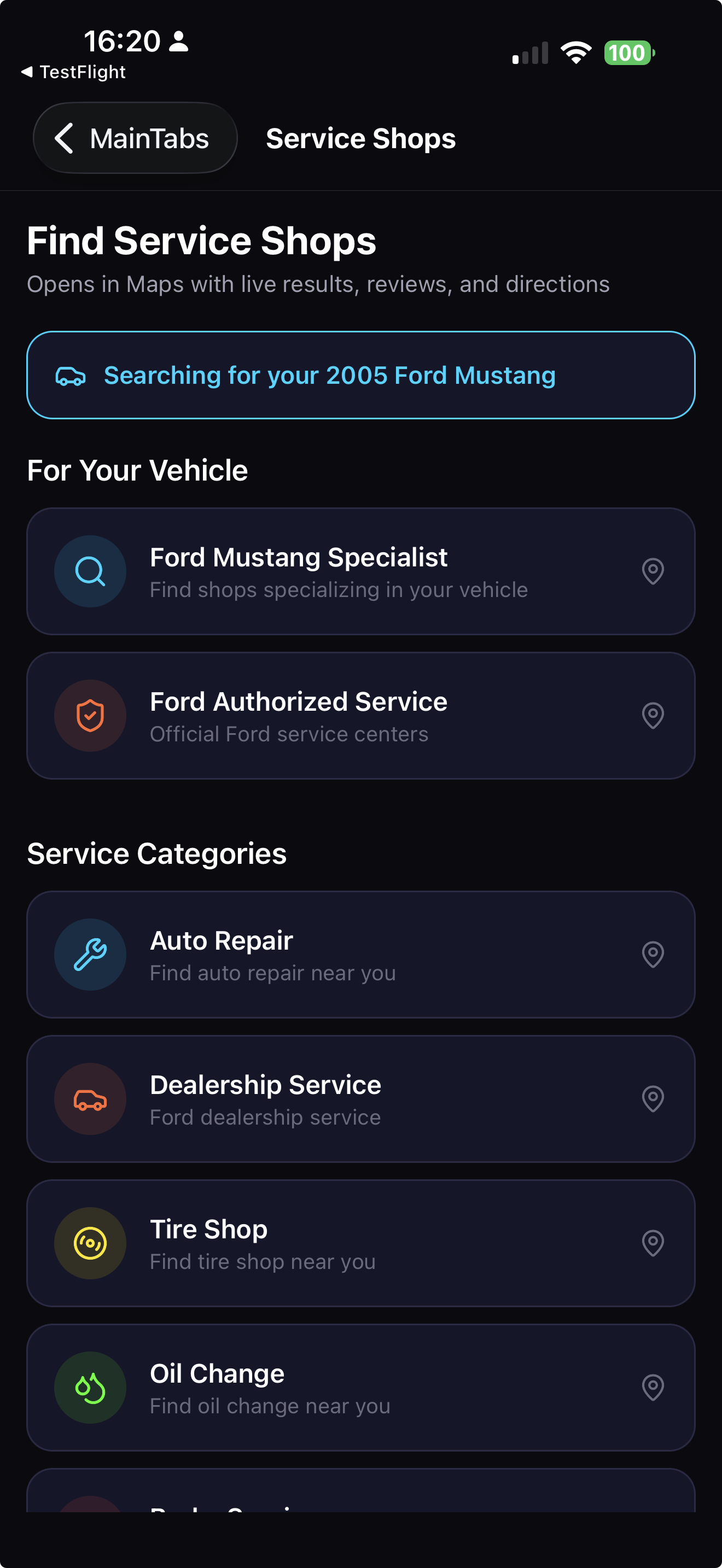 Find service shops near you